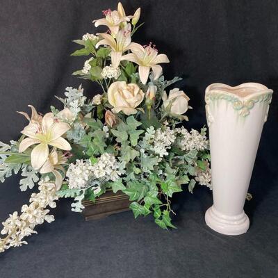 Lot 110  Ceramic Vase and Silk Arrangement