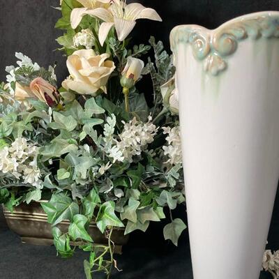 Lot 110  Ceramic Vase and Silk Arrangement