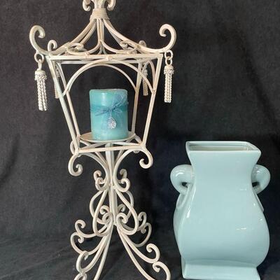 Lot 112  Metal Candle Stand and Vase