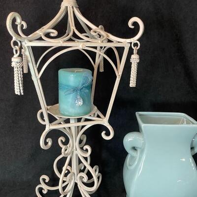 Lot 112  Metal Candle Stand and Vase