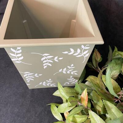 Lot 117  Wastebasket and Silk Foliage Stems