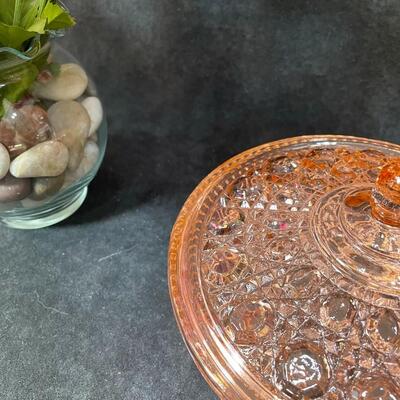 Lot 123  Pink Lot - Vintage Covered Glass Bowl