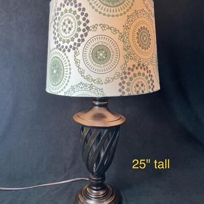 Lot 124  Bronze Lamp w/ Patterned Shade