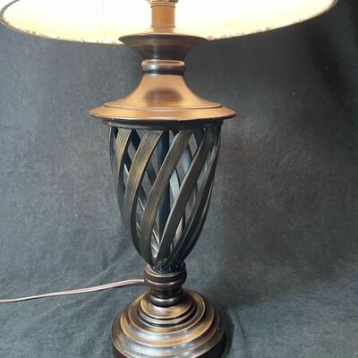 Lot 124  Bronze Lamp w/ Patterned Shade