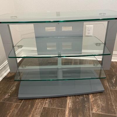 Glass and Brushed Metal TV Stand
