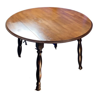 C753 Round Drop Leaf Kitchen Table with Black Legs