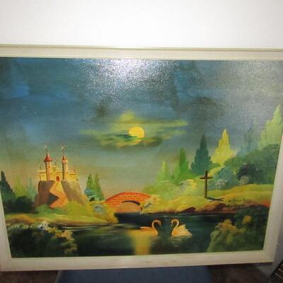 LOT 5  WHIMSICAL VINTAGE OIL PAINTING, SIGNED