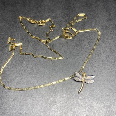 18K Gold Butterfly Pendant & Necklace