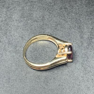 14K Gold Garnet & Diamond Ring