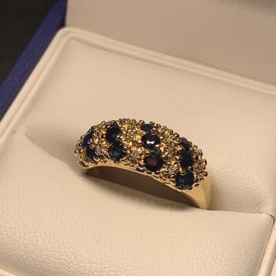 14K Gold Sapphire & Diamond Ring
