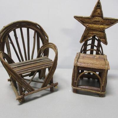 Rustic Wood Chairs - Doll House