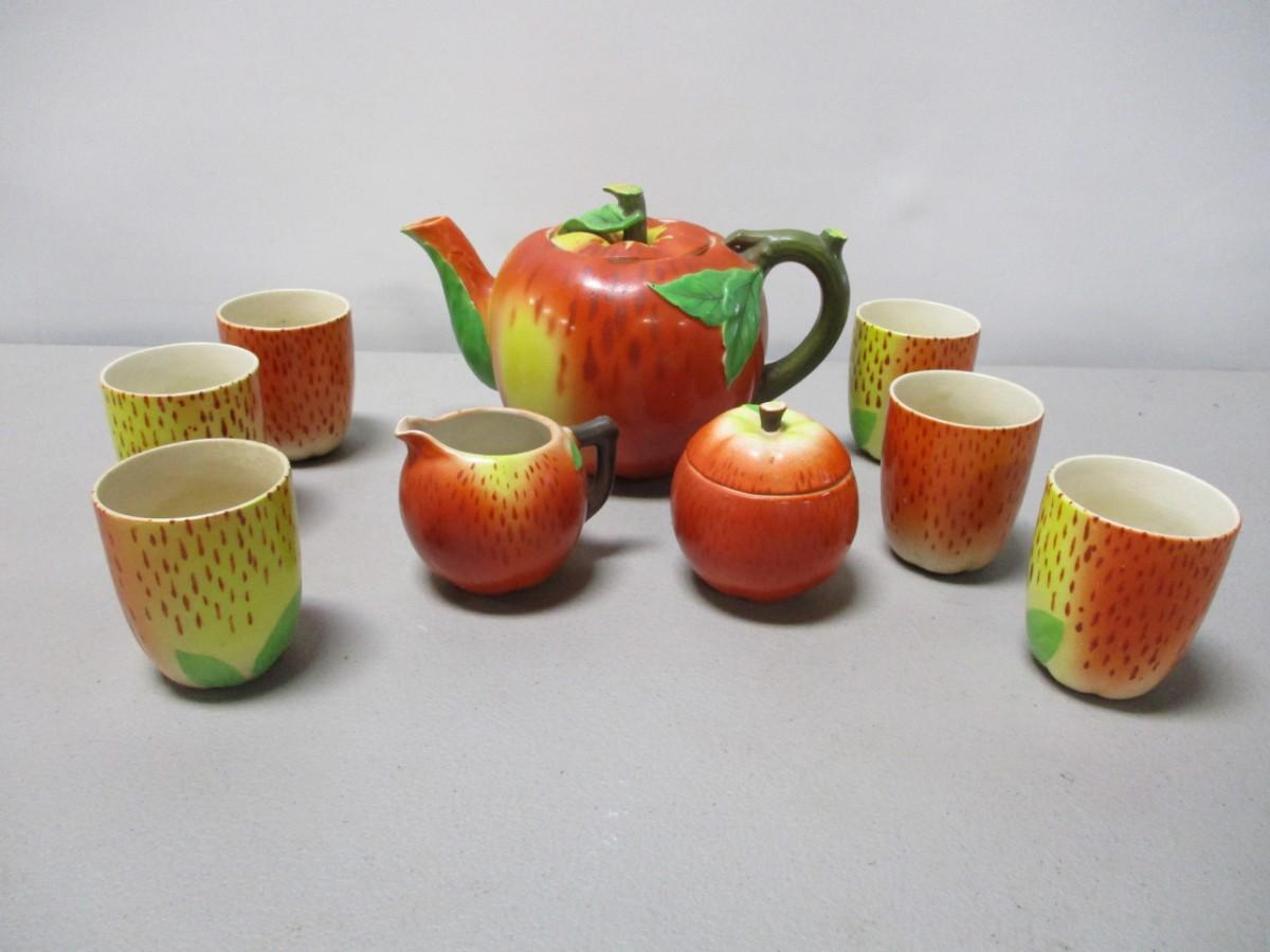 Vintage Maruhon Ware Japan Ceramic Apple Tea Set