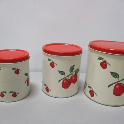 Vintage Decoware Apple Canisters Tin
