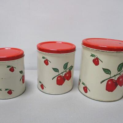Vintage Decoware Apple Canisters Tin