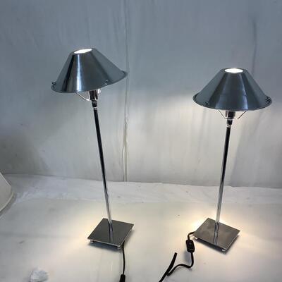 B870 Pair of Nickel Finish Table Lamps by Anna Lari