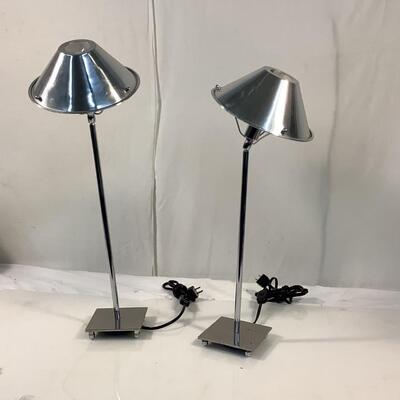 B870 Pair of Nickel Finish Table Lamps by Anna Lari