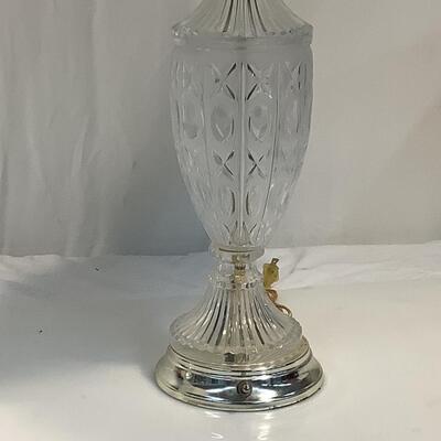 B874 Pair of Vintage Glass Lamp with Brass Base