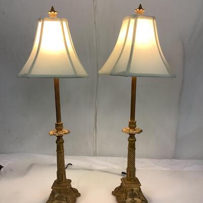 B877 Pair of Decorative Gold Candlestick Lamps