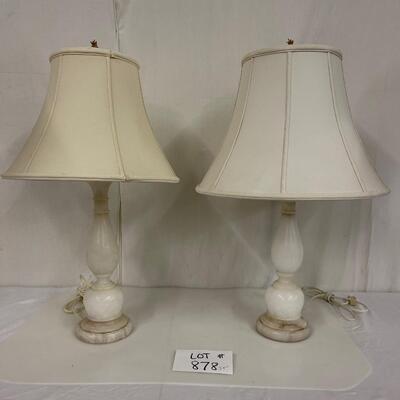 B878 Pair of Vintage  Alabaster Lamps