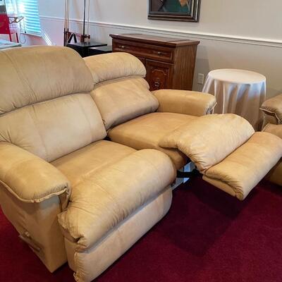 Lot 201. Faux Leather Reclining Loveseat