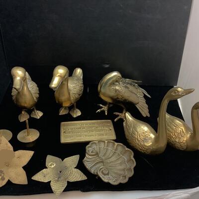F974 Brass Home Decor Lot , Ducks and Swans