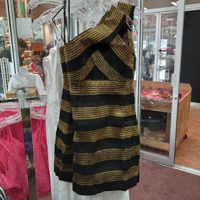 Lot of 10 Black and Gold 1 Shoulder Dress Size S,M& L Mixed