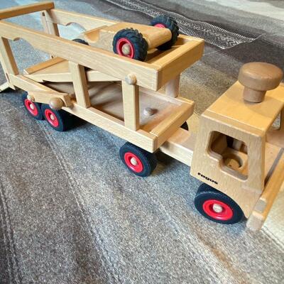 Heirloom Kid's Wooden Car transporter truck toy