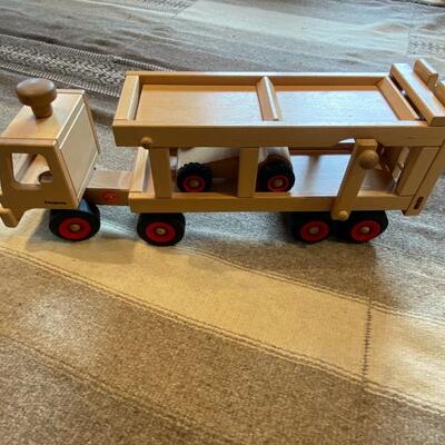 Heirloom Kid's Wooden Car transporter truck toy