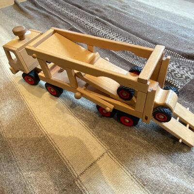 Heirloom Kid's Wooden Car transporter truck toy