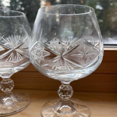 Crystal Glasses with etched design, Set of (5) five