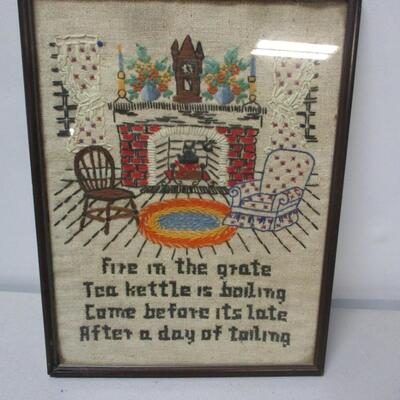 Framed Embroidery Wall Hanging