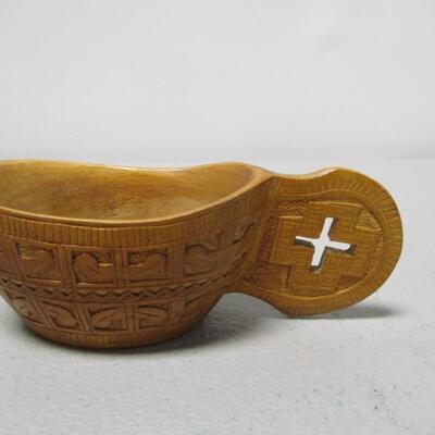 Antique Scandinavian Wood Carved Wedding Cups