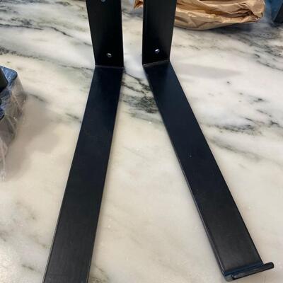 Pair (2) of Hand forged heavy duty shelving brackets, powder coated black, for floating shelves,