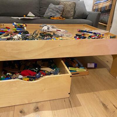 Coffee table or Kids Train/Lego Table with Storage Drawer