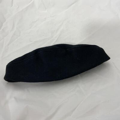 -81- Vintage Black Military Style Envelope Hat | Wool