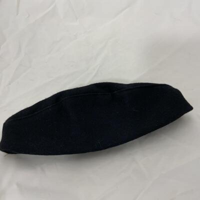 -81- Vintage Black Military Style Envelope Hat | Wool