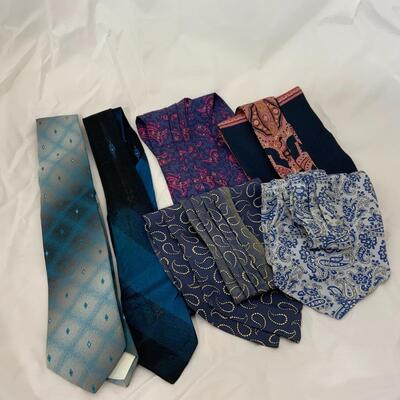-83- Four Vintage Silk Ascots | Two Silk Ties