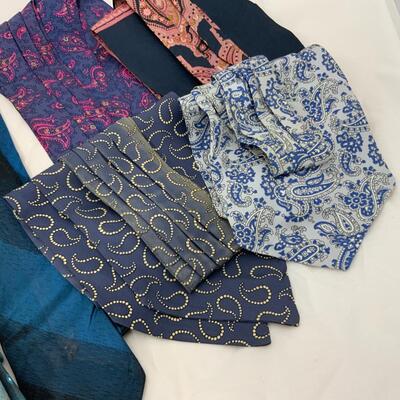-83- Four Vintage Silk Ascots | Two Silk Ties