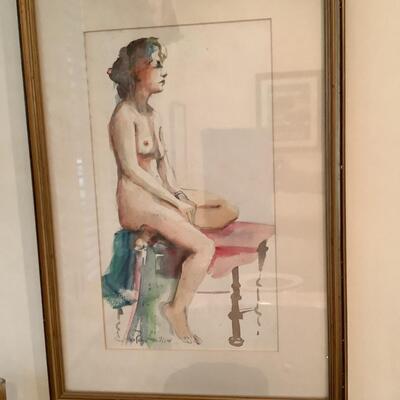 G141 Pair of Jean Ranney Smith Nude Watercolors