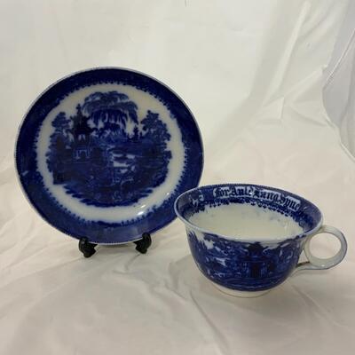 -98- Flow Blue | Oversized Cup and Saucer