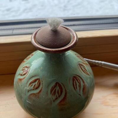 Unique handmade pottery, Oil Lamp