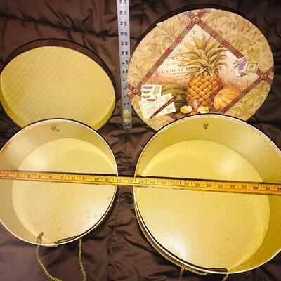 Tropical Designs on Pair of Large Hat Boxes