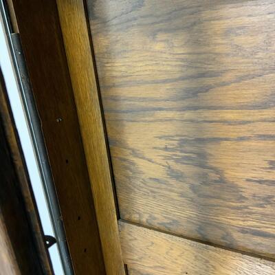 -128- Curved Glass Oak Curio Cabinet