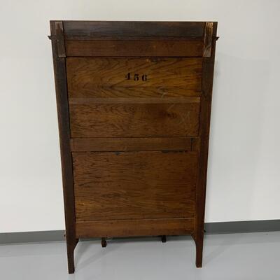 -128- Curved Glass Oak Curio Cabinet