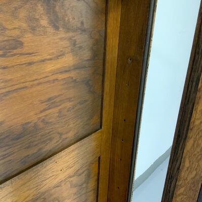 -128- Curved Glass Oak Curio Cabinet
