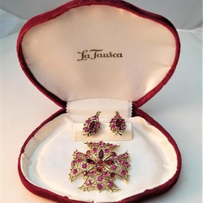 Lot #41  Vintage Brooch and Clip Earring set in Vintage box