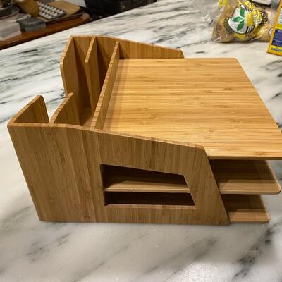Bamboo Desk and File Organizer