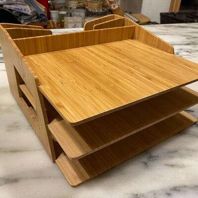 Bamboo Desk and File Organizer