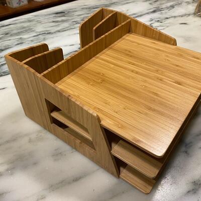 Bamboo Desk and File Organizer