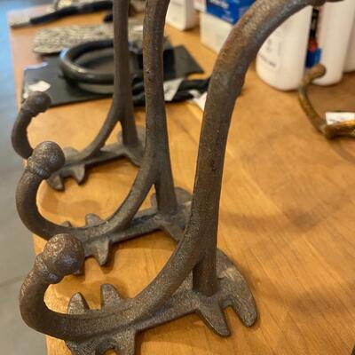 Set of three (3) Cast Iron double prong hanging hooks
